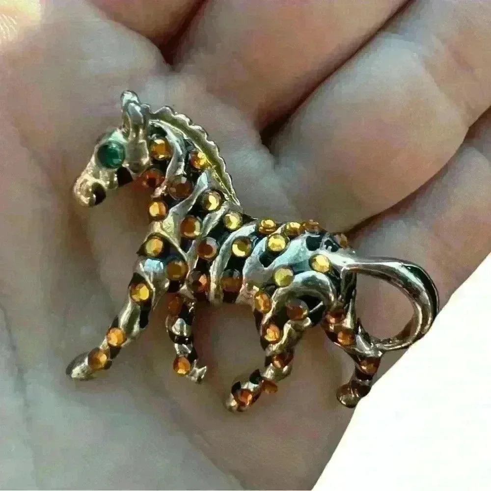 Vintage Zebra Rhinestone Brooch - Picture 4 of 7